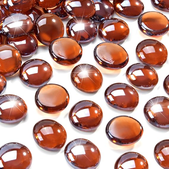 20 Pounds Amber Fire Glass Beads 3/4 Inch Firglass for Fire Pit