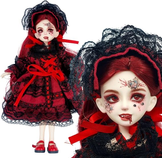 Original 1/6 Anime Doll Gothic Princess, 30cm Ball Jointed Doll with Hand-Painted Face, Dark Fantasy Art BJD with Full Set Clothes