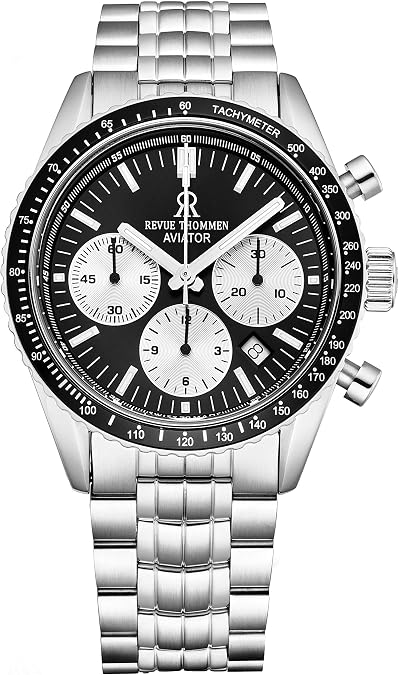 Revue Thommen Men's 17000.6134 'Aviator' Black Dial Stainless Steel Chronograph Automatic Watch