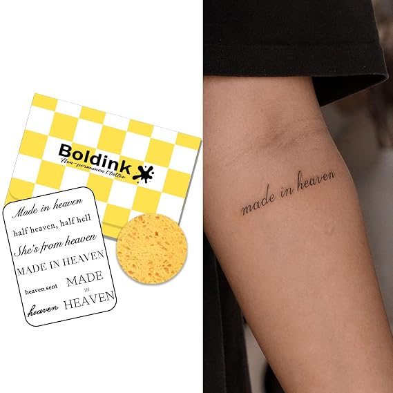 Semi-permanent Tattoos,Realistic Fake Tattoos,Last 7-15 Days,Waterproof Non-reflective Temporary Tattoo Stickers,Cruelty-free,Uniquely Designed Exquisite Packaging(Made in Heaven)