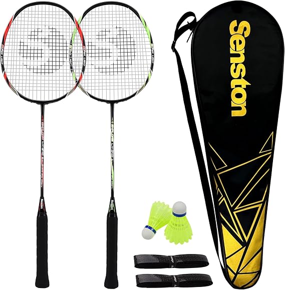 Senston 2 Piece Badminton Racket Set Carbon Fiber Badminton Racket - One Carrying Bag Included