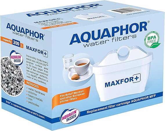 AQUAPHOR Maxfor+ Replacement Filter Cartridge Pack of 1 - Compatible with All Aquaphor Maxfor+ Filter Jugs and Brita Maxtra+. Effectively Reduces Limescale, Chlorine, and Other Impurities.