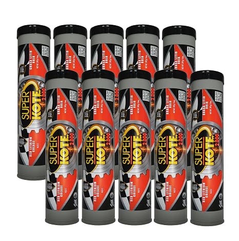 Red and Tacky Lithium Grease Superkote 2000 | NLGI 2 | EP Grease | Tube | High Temperature | Heavy Duty | Industrial | Construction | Automotive | Red Grease | 10-Pack of 14 Oz.