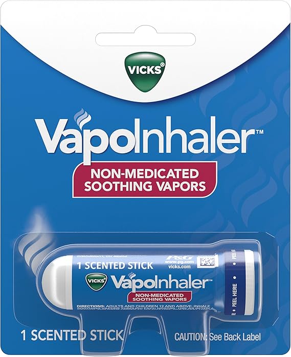 Vicks VapoInhaler, Portable Nasal Inhaler, Non-Medicated, Soothing Vapors, Menthol Scent, 1 Count