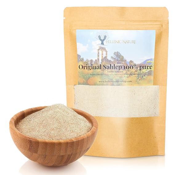 Salep Sahlab Sahlep Salepi Powder | Authentic Wild Orchis Mascula Root for Ice Cream Making and Hot Drink, No Added Sugar, Resealable Pouch, 80g / 2.82oz