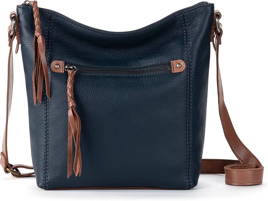 The Sak Ashland Leather Crossbody Purse - Zipper Closure & Adjustable Strap