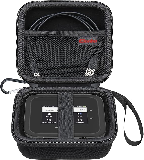 Elonbo Carrying Case for NETGEAR Nighthawk M6/ M6 Pro/ M7 Pro/ M5 5G Mobile Hotspot Router, Portable Wireless WiFi Travel Hotspot Router Storage Holder, Extra Mesh Pocket Fits Cable, Black