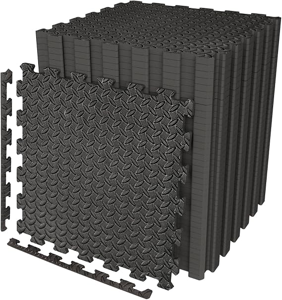 Large 60cm x 60cm Black Interlocking Caravan Awning Floor Mat Camping Picnic Garden Outdoor/Indoor Non Slip Floor Matting 10mm thick (4 Mats-16 square feet)
