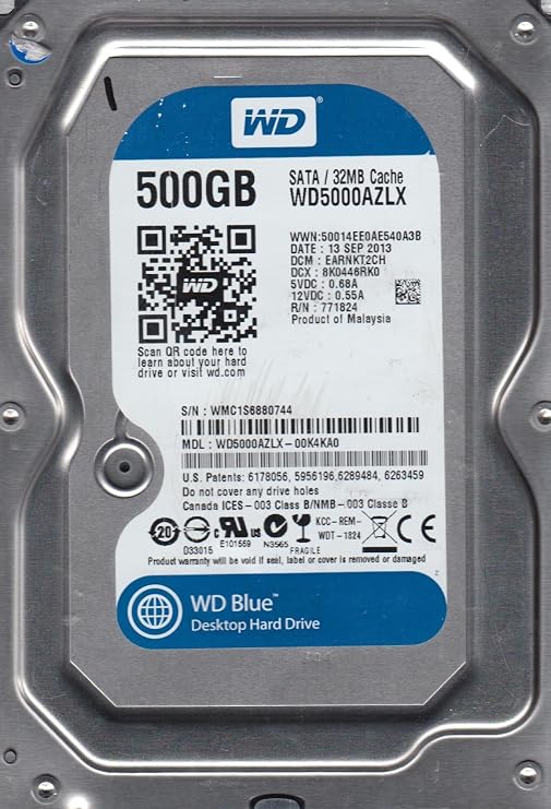 Western Digital Blue WD5000AZLX 500 GB 3.5" 7200 RPM SATA Hard Drive