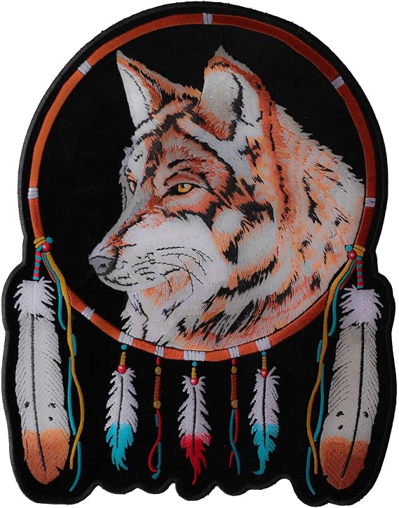 Dreamcatcher Wolf Feathers Patch, Large Animal Patches for Jackets (PL3865)