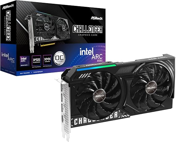 ASRock B580 CL 12GO Intel Arc B580 Challenger PCIe 5.0 2.8GHz 12GB OC GDDR6 Video Card