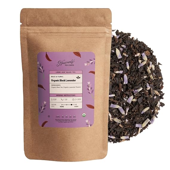 Heavenly Tea Leaves Organic Black Lavender Tea, Loose Leaf, 4 Oz