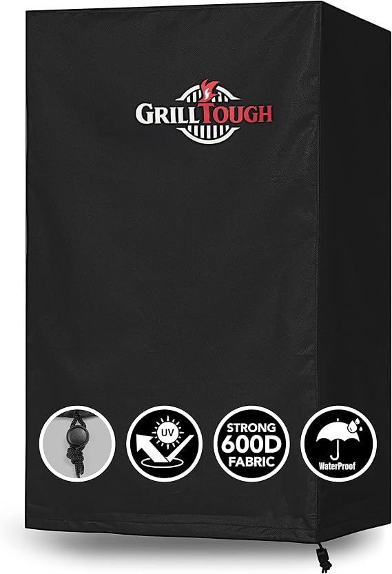 GrillTough Heavy Duty Smoker Cover, Adjustable Straps, 30 Inch Black
