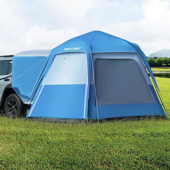 SUV Tent for Camping, Easy Set Up Tent Pop Up 6 Person Car Tailgate Tent with Rainfly for Travel Outdoor, Weather Resistant Waterproof PU3000mm, 2 in 1 Use 10FT(L) x8FT(W) x7.2FT(H)