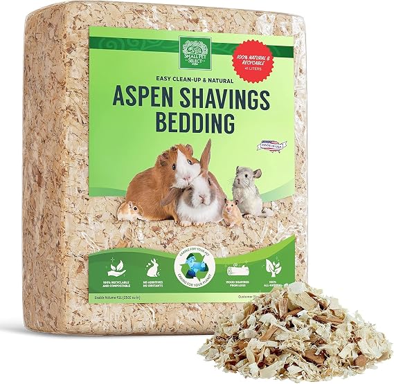 Small Pet Select Premium Natural Aspen Bedding, Animal Bedding for Small Indoor and Outdoor Pets, Made in the USA, Size 41 L Pack