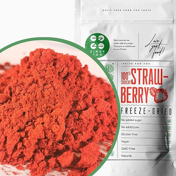 Freeze Dried Strawberry Powder | XL 300g Natural Raw Premium Freeze Dried Fruit Powder | No Added Sugar Perfect for Fruit Smoothies Food Colouring or Baking | Dehydrated Strawberries to Powder