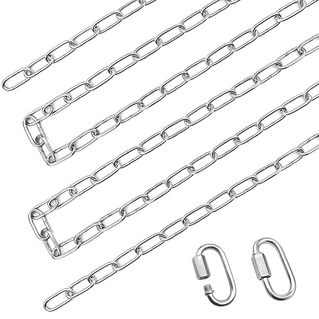 304 Stainless Steel Chain with 2 Pcs Chain Link Connectors | 10 Feet 1/8 inch Thickness Heavy Duty Metal Chain Cable for Home and Outdoor Decoration Lights Chandelier Plants Fence