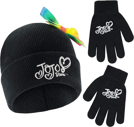 Nickelodeon Girls Winter Hat, Kids Gloves Set, Jojo Siwa Beanie For Ages 4-7