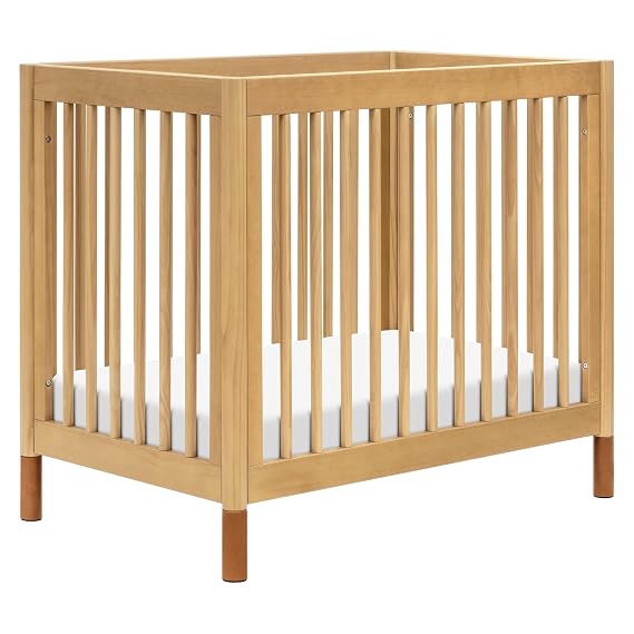 Babyletto Gelato 4-in-1 Mini Crib, Honey with Vegan Tan Leather Feet
