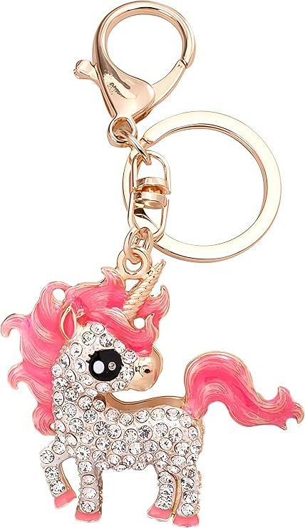 Unicorn Keychain for Girls, Rhinestone Backpack Charm Gift