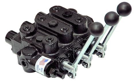 Prince Directional Control Valves (RD5000 Series): 3 Spool 4 Way 3-pos Spring Center To Neutral 25 GPM,3000 Max PSI Outlet Port: 3/4 NPT and Work Port: 1/2 NPT with Joystick Handle