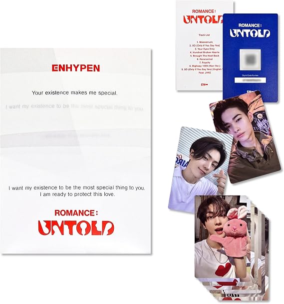 HYBE Ent. ENHYPEN - 2nd full album [ROMANCE : UNTOLD] (Weverse Albums ver.) Package + QR Card + Photocard + 2 Pin Badges + 4 Extra Photocards