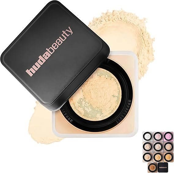 Huda Beauty Easy Bake Loose Baking & Setting Powder -Non Cakey Finish Locks In Foundation, Loose Setting Powder Translucent For Natural Look And Everyday Use (banana bread)