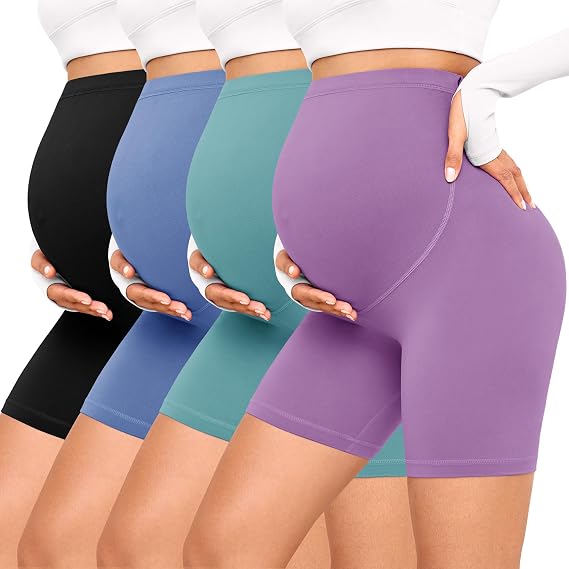 VALANDY Creamlush 4 Pack Maternity Shorts Over the Belly 5"/8"