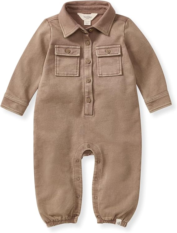 Burt's Bees Baby Boys Jumpsuit, 100% Organic Cotton One-piece, Long Sleeve Button Down Coverall