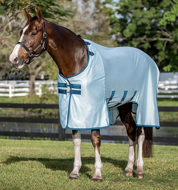 Horseware Amigo Bug Buster Fly Sheet - Azure Blue/Navy & Electric Blue, 78 inches