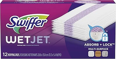 Swiffer WetJet Hardwood Floor Cleaner, Spray Mop Pad Refill, Multi Surface, 12 Count Packaging May Vary, Pack of 8