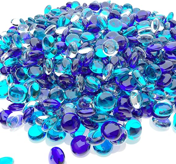 Uniflasy 10 Pounds Fire Pit Glass, 1/2 Inch Reflective Fire Glass Beads for Outdoor Firepit and Fireplace, High Luster Mixed Color