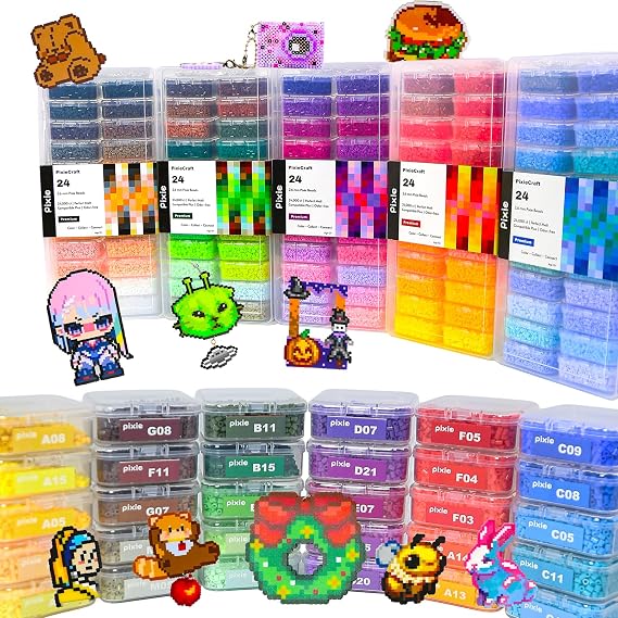 120,000 pcs 2.6mm Fuse Beads Kit with Storage Box, 120 Colors PixieBeads with Color Label, Mini Fuse Beads Bulk, DIY Crafts Supplies for Adult, Ideal Gift, Pixel Art (Only Beads)