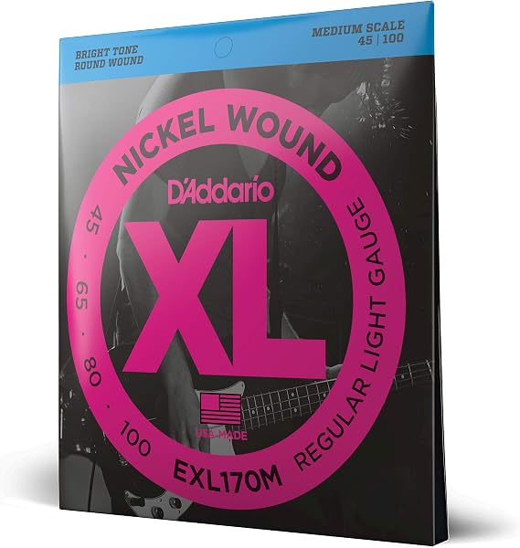 D'Addario XL Nickel Bass Guitar Strings 45-100, Medium Scale