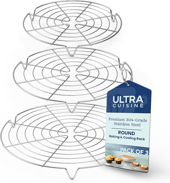 Ultra Cuisine 3 Set Round Cooling Racks for Baking (7.5, 9 & 10.5 Inch)