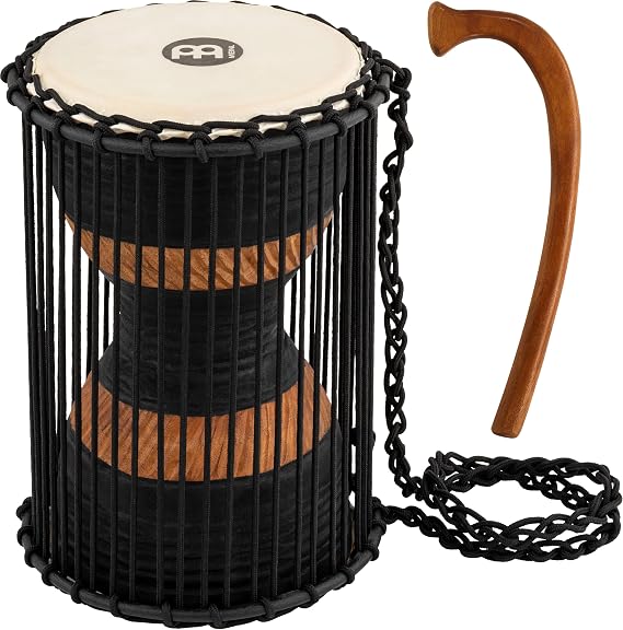 Meinl African Talking Drum with Mahogany Wood Shell and Wooden Beater - NOT MADE IN CHINA - Medium Size Goat Skin Heads, (ATD-M)