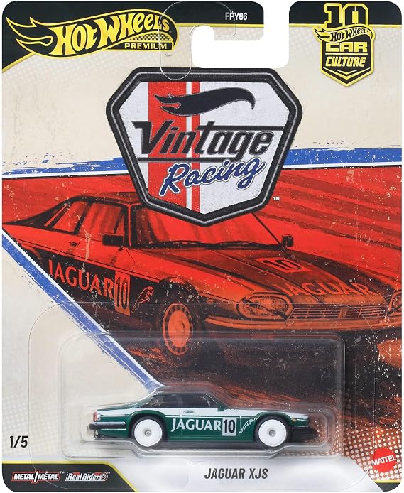 Hot Wheels Car Culture 1:64 ölçekli premium metal oyuncak, Jaguar XJS, Real Riders tekerlekler, Metal/Metal gövde ve şasi, Vintage Temalı Arabalar, JKF02
