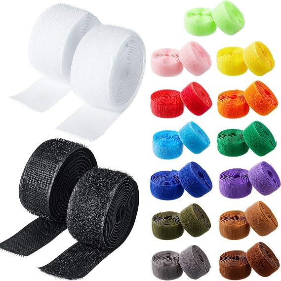15 Color 30 Yard Sew on Hook and Loop Tape 1 Inch Wide Nylon Fabric