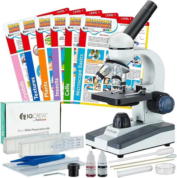 AmScope M150C-SP15-EXCL1 1000X Portable LED Monocular Microscope + Basic