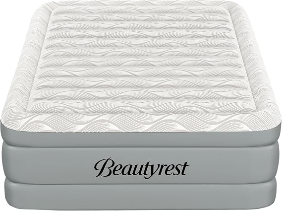 Beautyrest Luxaire, Twin Size Luxury Air Mattress, 20 Inch Height with Cool Vent Top, Smart Auto Shut-Off Pump, Puncture Resistant Ever Firm Fabric with Edge Support