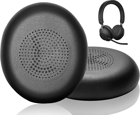 Replacement Earpads for Jabra Evolve2 65 (65MS 65UC USB)/Evolve2 40 (40UC 40MS USB)/Elite 45h On-Ear Wireless Headset, Headphone Replacement Ear Pads Cushions with Soft Protein Leather, Black