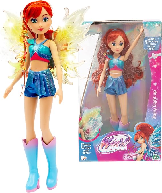 Winx Fairy Light Up Wings Doll – Bloom with Sparkling Outfit & Glowing Wings – 27cm Fashion Doll with Poseable Limbs – Interactive Light-Up Wings for Magical Play – Official Winx Club Toy – Ages 4+