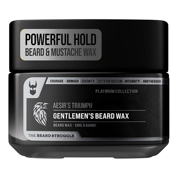 Gentlemen's Beard & Mustache Wax for Men by Beard Struggle - Viking Beard Wax Helps to Tame Style & Groom - Platinum Collection - Aesir's Triumph - Moustache Wax, 50g / 1.76 US. oz.