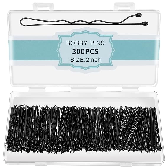 300 Pcs Bobby Pins Black, Hair Pins for Women Girls and Kids, Invisible Wave Hair clips Bulk with Storage box, Pain-Free Hairpins(2 Inch Black)