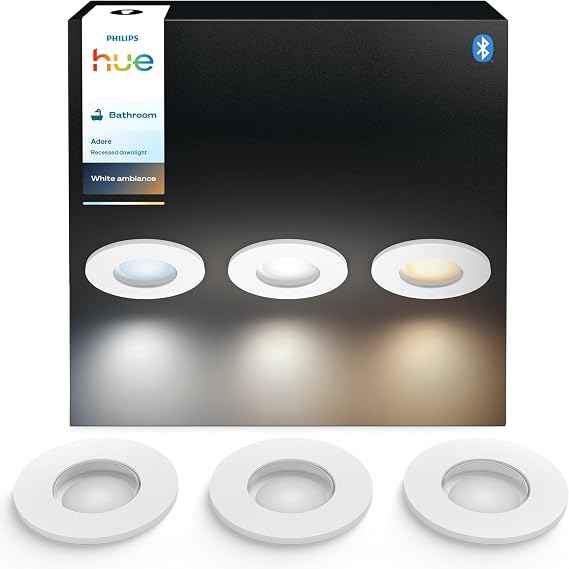 Philips Hue Adore Recessed Spotlights, 3 Pack, White