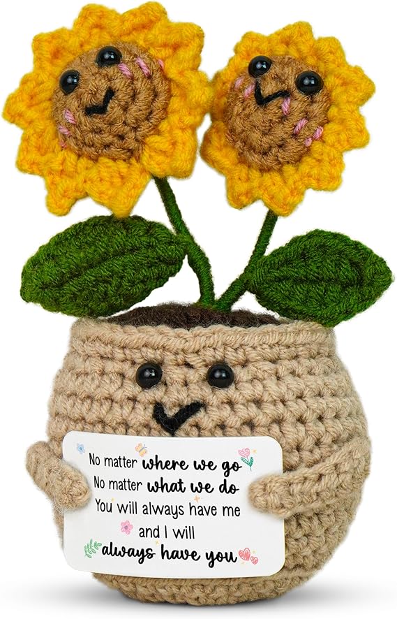 OASSIE Best Friend Birthday Gifts for Women - Positive Crochet Sunflower