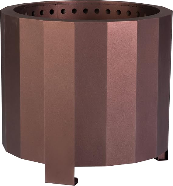 Flash Furniture Titus Commercial Grade Wood Burning Smokeless Outdoor Firepit - Bronze Finish - 19.5 inches - Portable - Waterproof Cover