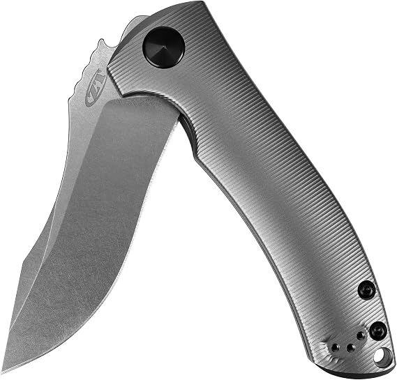 Zero Tolerance (0920 George Titanium Folding Knife; Manual Open, CPM 20 CV Stonewash Finish Stainless Steel, KVT Ball-Bearing System, Reversible Pocketclip; 5.4 oz., 3.9 in. Blade, 9 in. Total Length