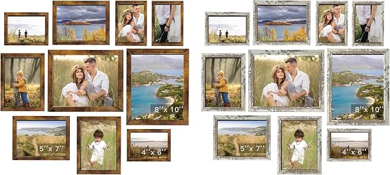 Gallery Wall Frame Set, Picture Frames Collage Wall Decor 10 Pcs, Picture Frame Set for Wall Mounting or Tabletop Display, Multi Sizes Including 8x10, 5x7, 4x6 Family Photo Frames