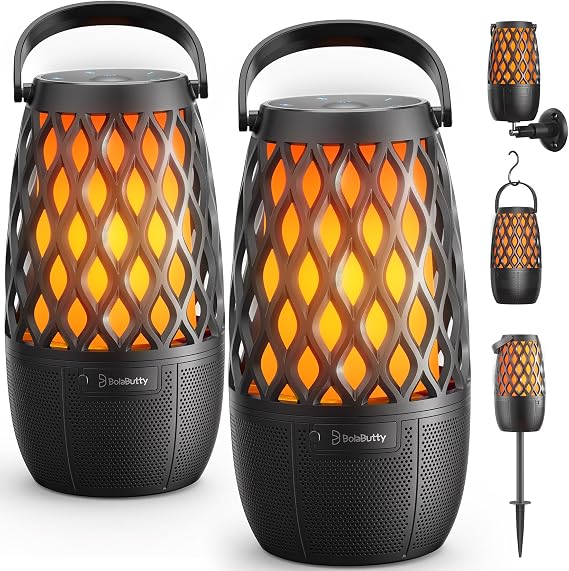 Outdoor Speakers with Lights, Gifts for Men Women, IPX5 Waterproof, 2 Pack